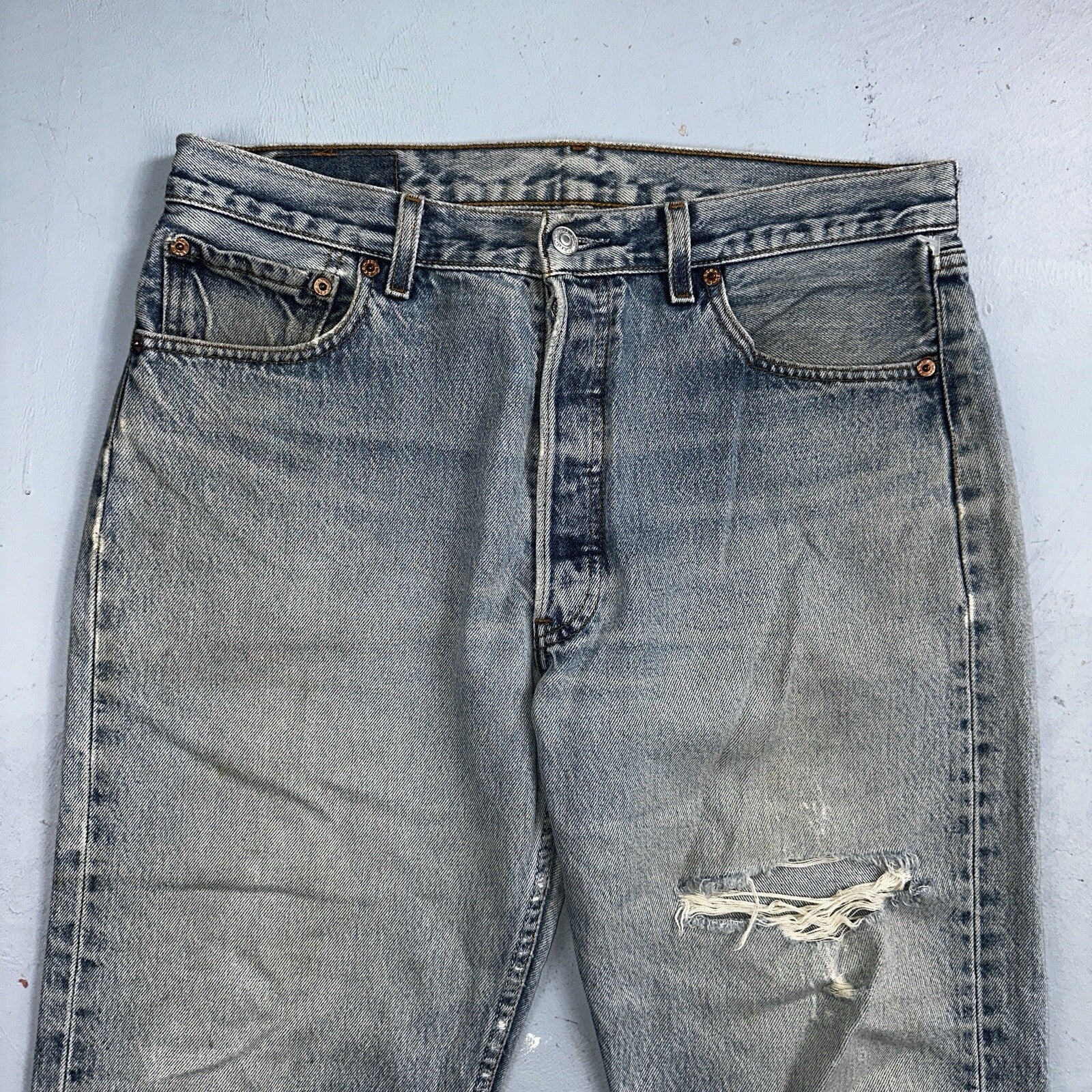 Levis 501 Vintage 90s Mexico Straight Leg Jeans 34x32 Y2K Light Wash Act 33x27