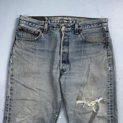 Levis 501 Vintage 90s Mexico Straight Leg Jeans 34x32 Y2K Light Wash Act 33x27