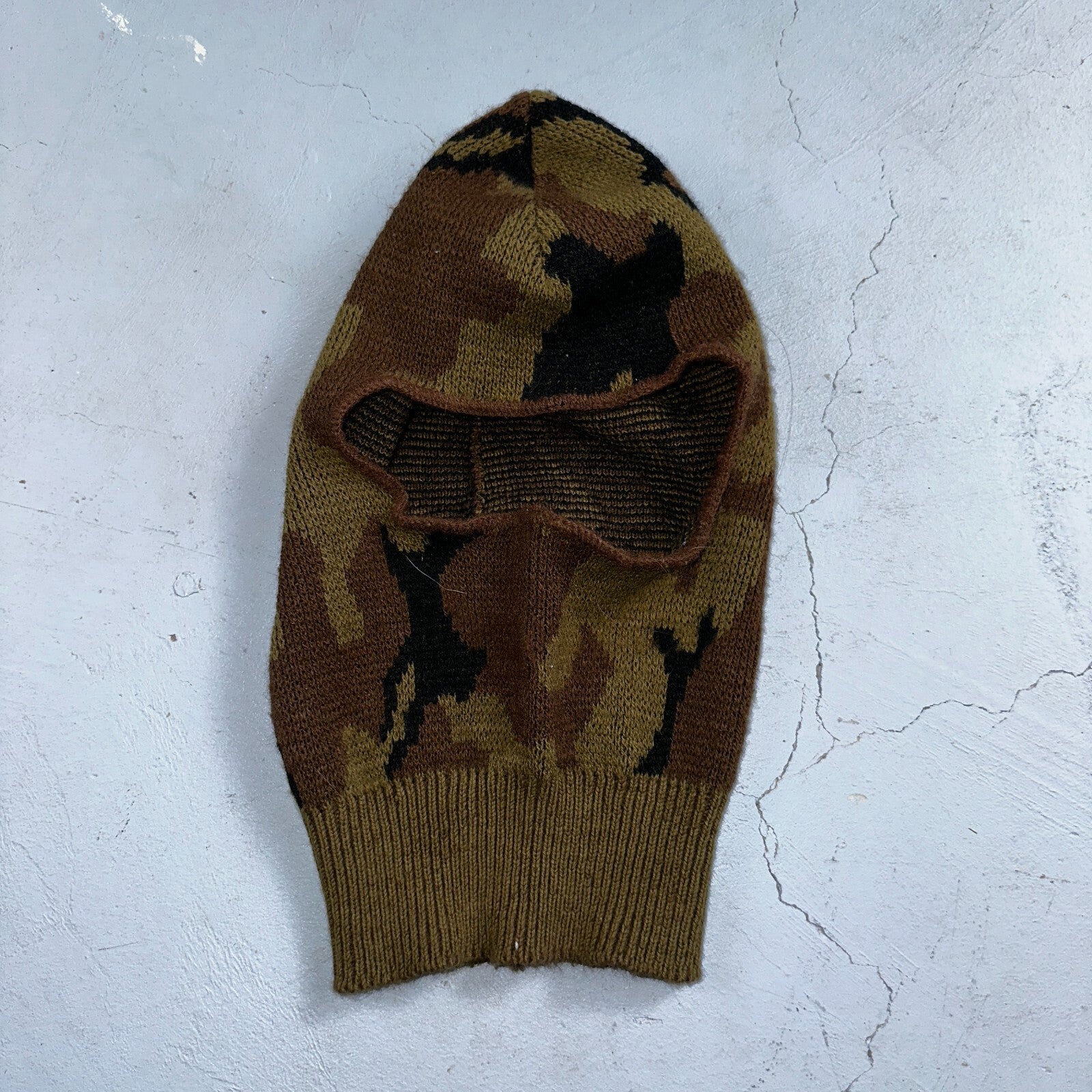 VTG 70s USA Knit Ski Mask Men Balaclava Duck Camo Hunting Forest Fishing