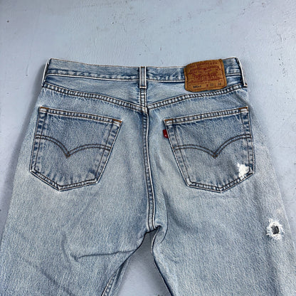 Levis 501 Vintage 90s Mexico Straight Leg Jeans 33x34 Y2K Light Wash Act 30x29