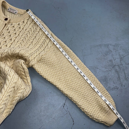 Highland Home Industries Cardigan Sweater VTG 70s Large Cable Knit Scotland Wool