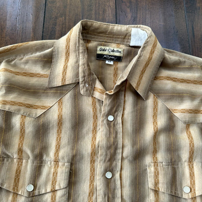 Mens ROPER Gold Collection Pearl Snap Button Front Pockets Western Shirt M Gold