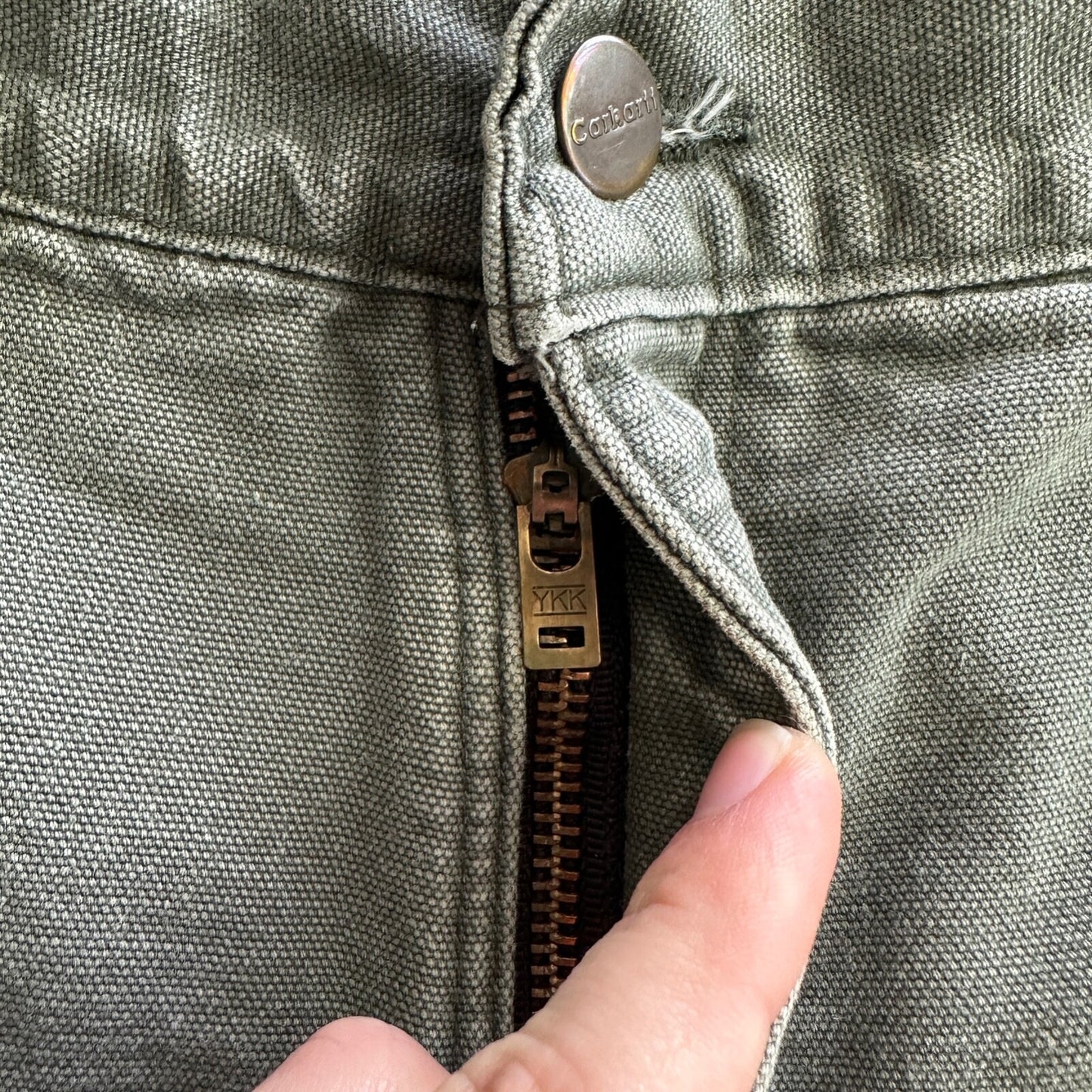 Carhartt Pants Men's 42X30 Flannel Lined Washed Duck VTG Fit B111-MOS Green