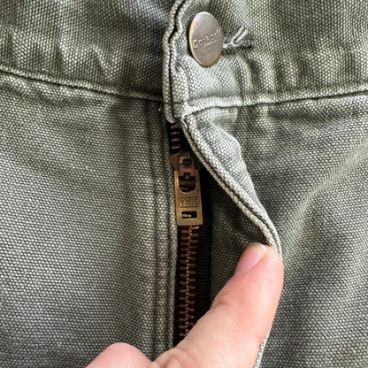 Carhartt Pants Men's 42X30 Flannel Lined Washed Duck VTG Fit B111-MOS Green