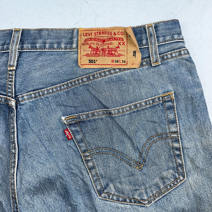 Levis 501 Y2K XX Straight Leg Jeans Blue VTG Med Wash 38x36 Act 38x32