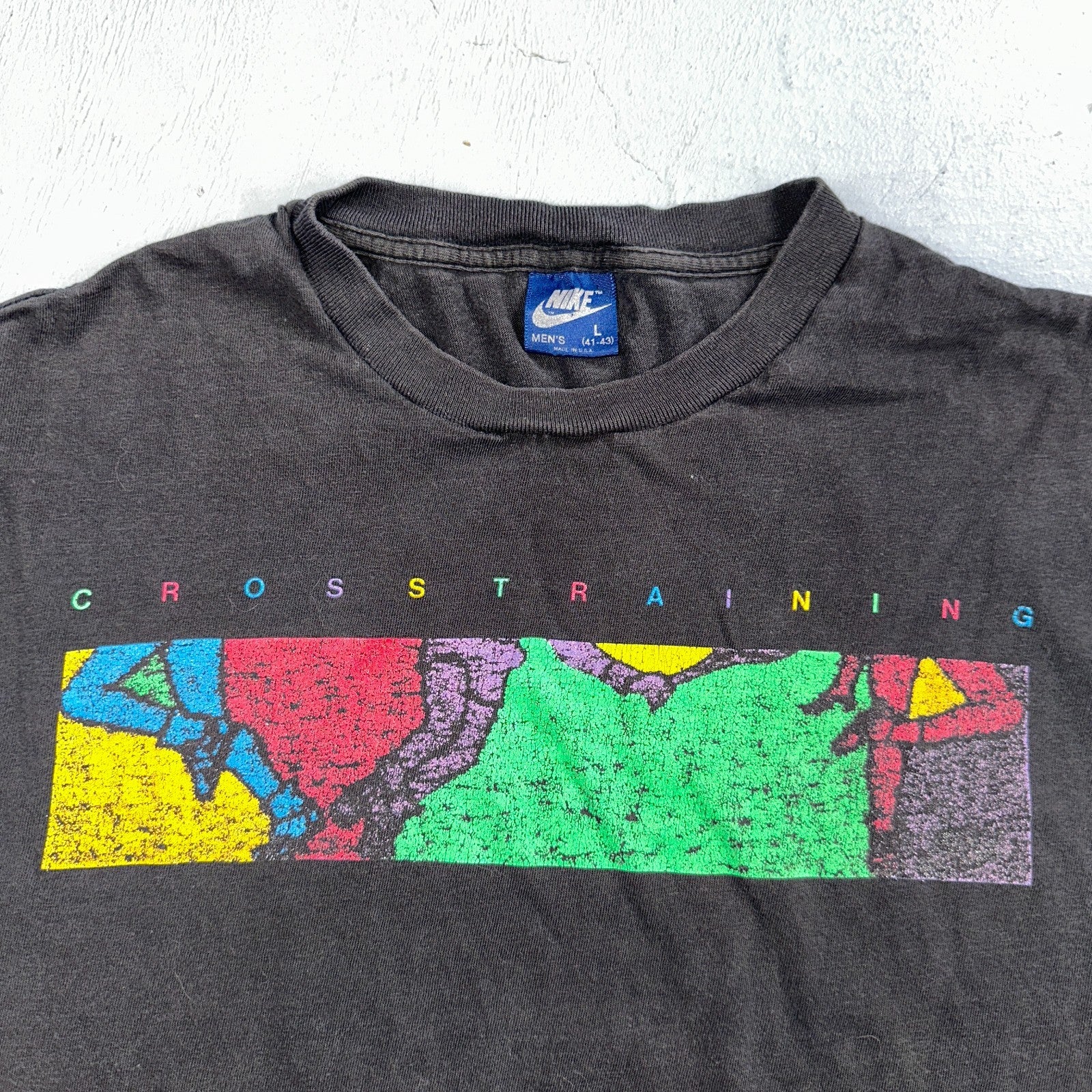 Nike Cross Training Gym Tank Top T Shirt 80s Faded Black USA 1980s Blue Tag