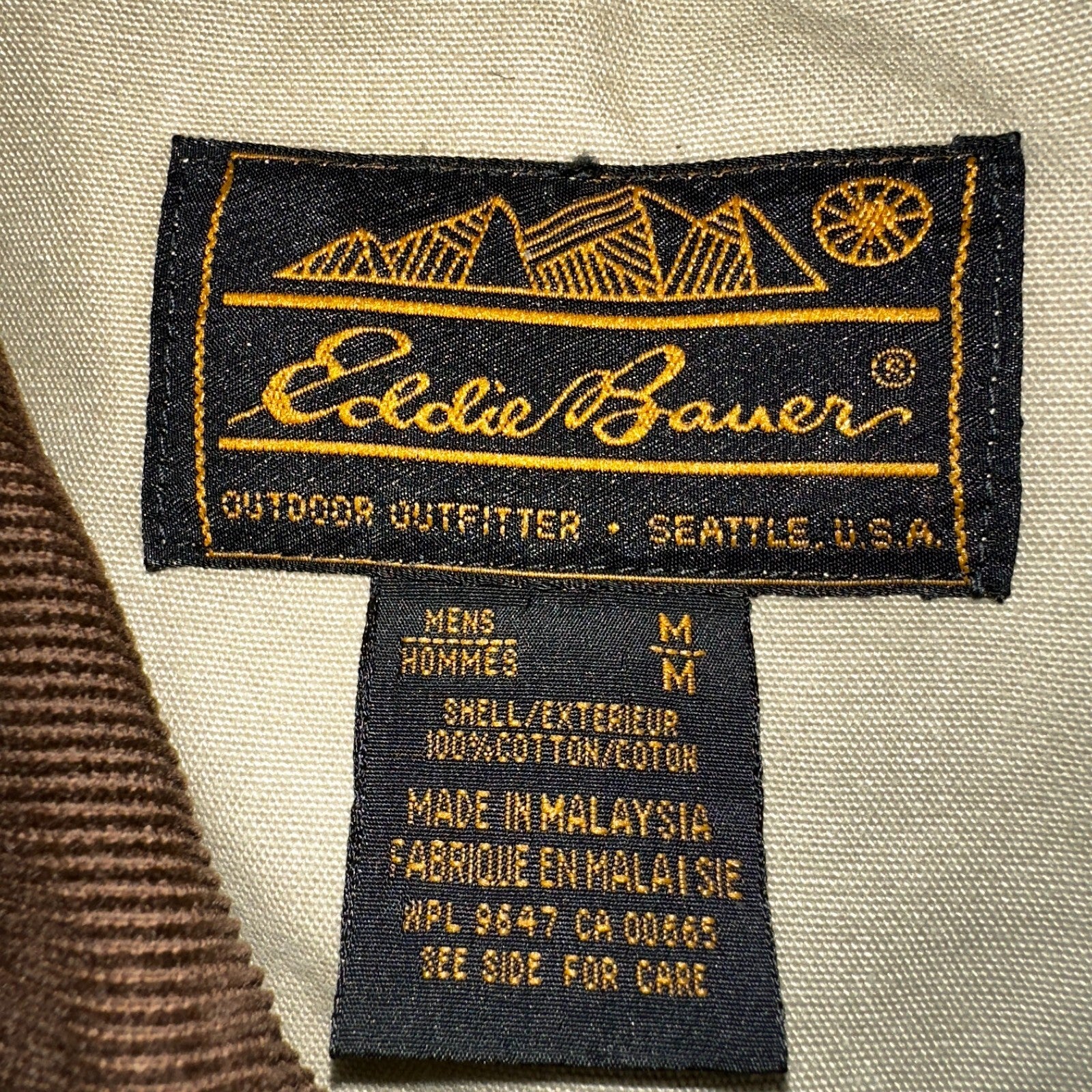Eddie Bauer Jacket Mens M Tan Brown Chore Barn Field Coat Canvas Outdoor VTG