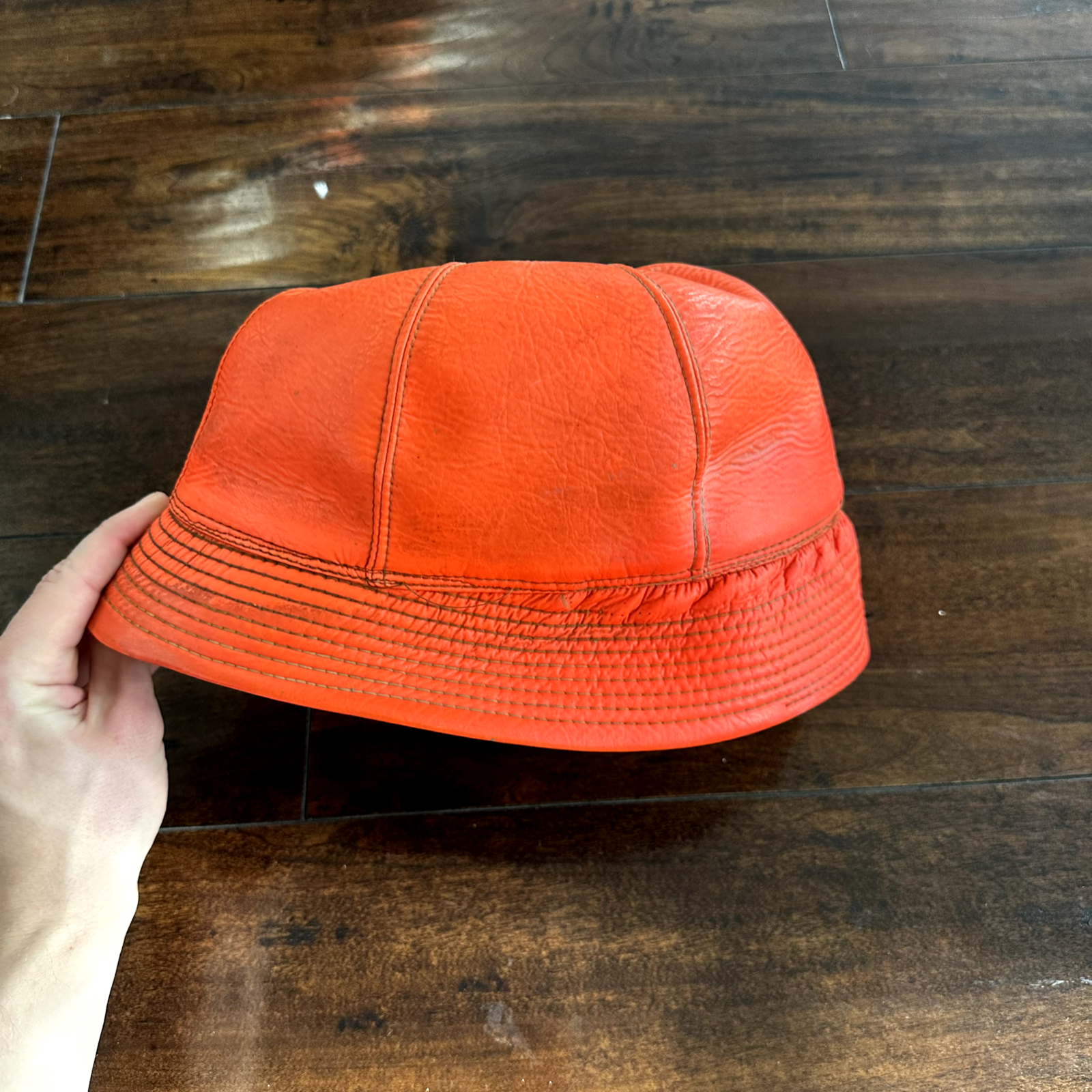 Vintage 1950s Fisherman Hunting Hat Cap Bucket Orange 7 1/8 WWII 50s 60s