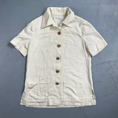 Chore VTG Womens Button Front Blouse Shirt Crop Rockabilly Western 70s 80s