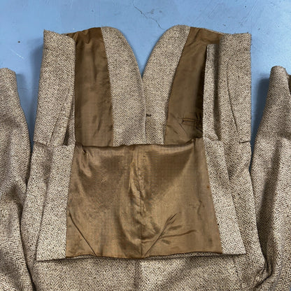 YSL Yves Saint Laurent Vintage Beige Tweed Jacket 38 Blazer Coat France Suit 80s