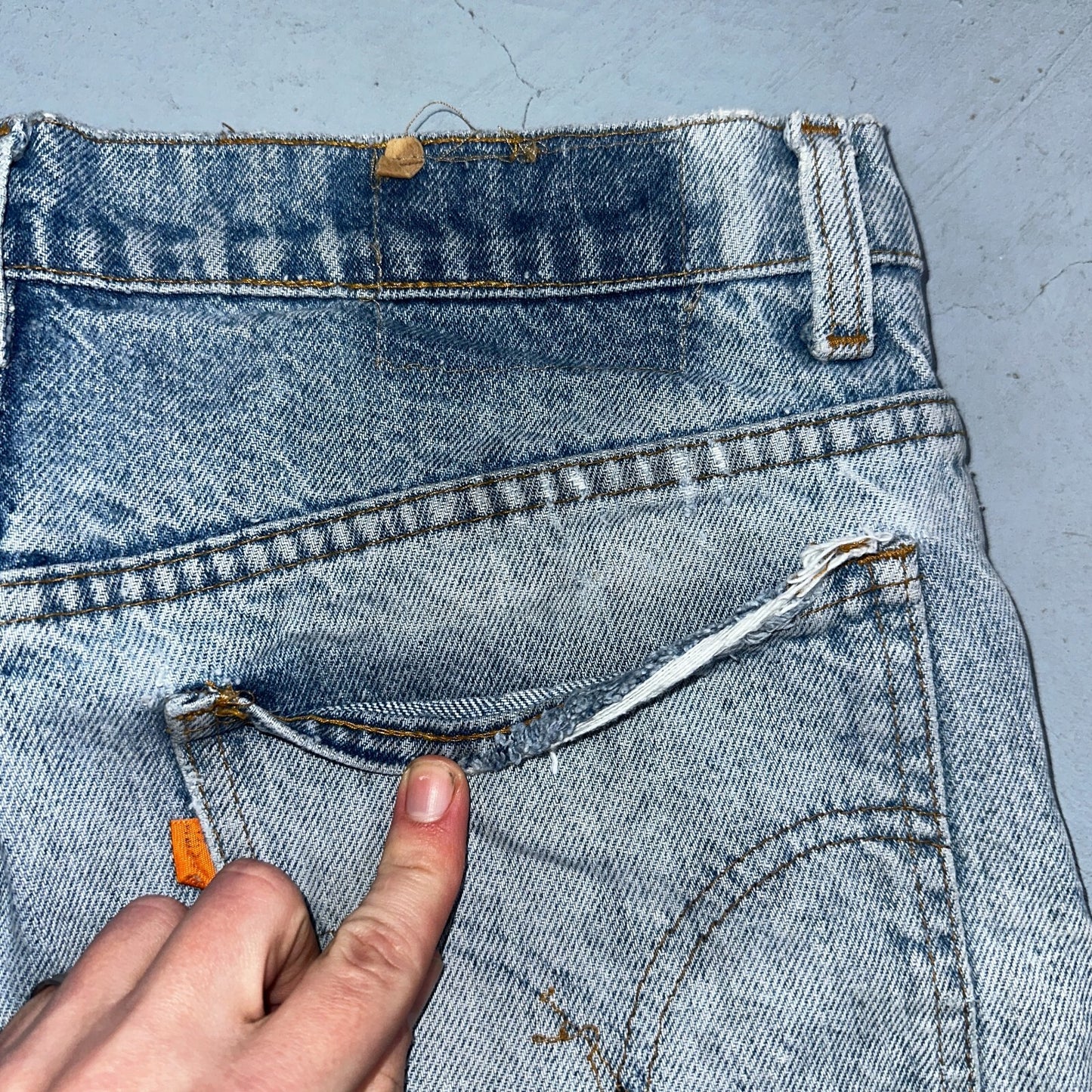 Levis 517 Vintage 80s USA Orange Tab Bootcut Flare Blue Jeans Talon Act 29x28