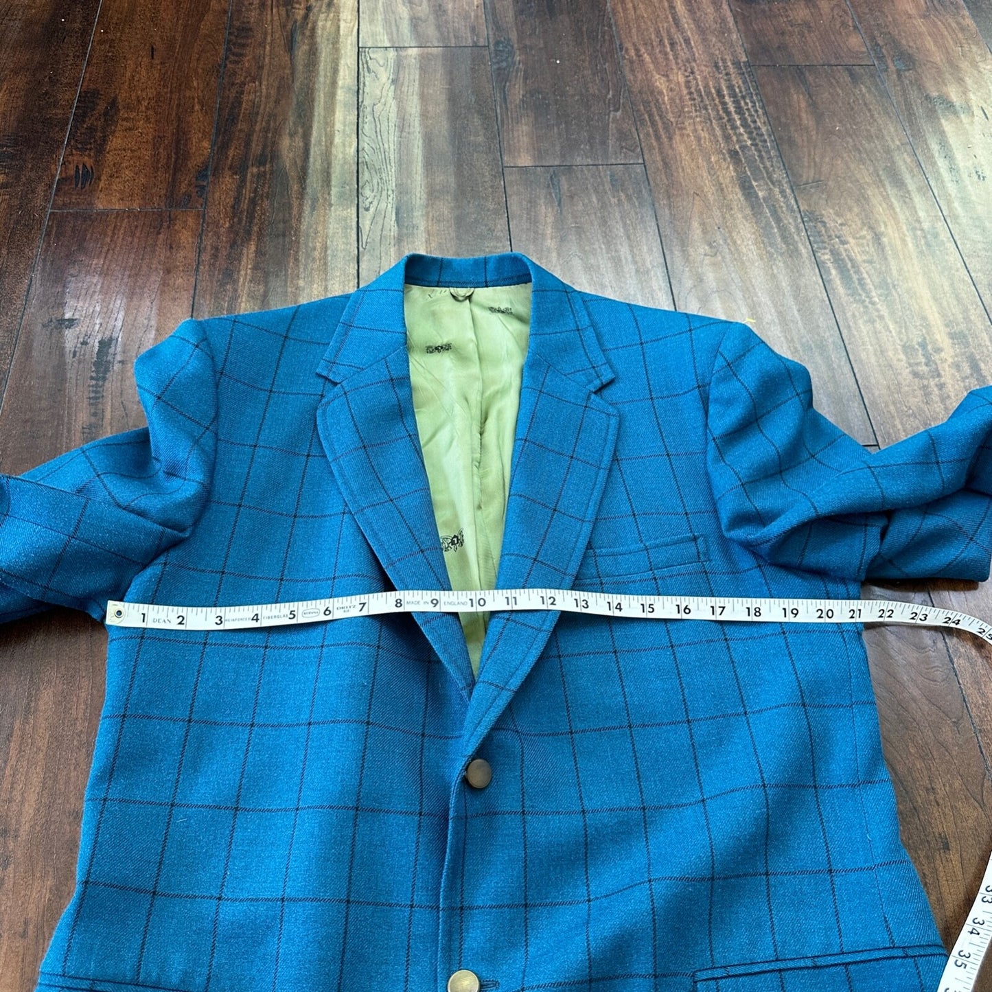 1960s 1970s Blue Pinstripe VTG Suit Jacket Sportcoat 42 Wool Checker Rockabilly