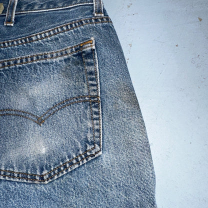 Levis 501 Vintage 90s USA XX Straight Leg Jeans Blue Light Wash 46x32 Act 42x28