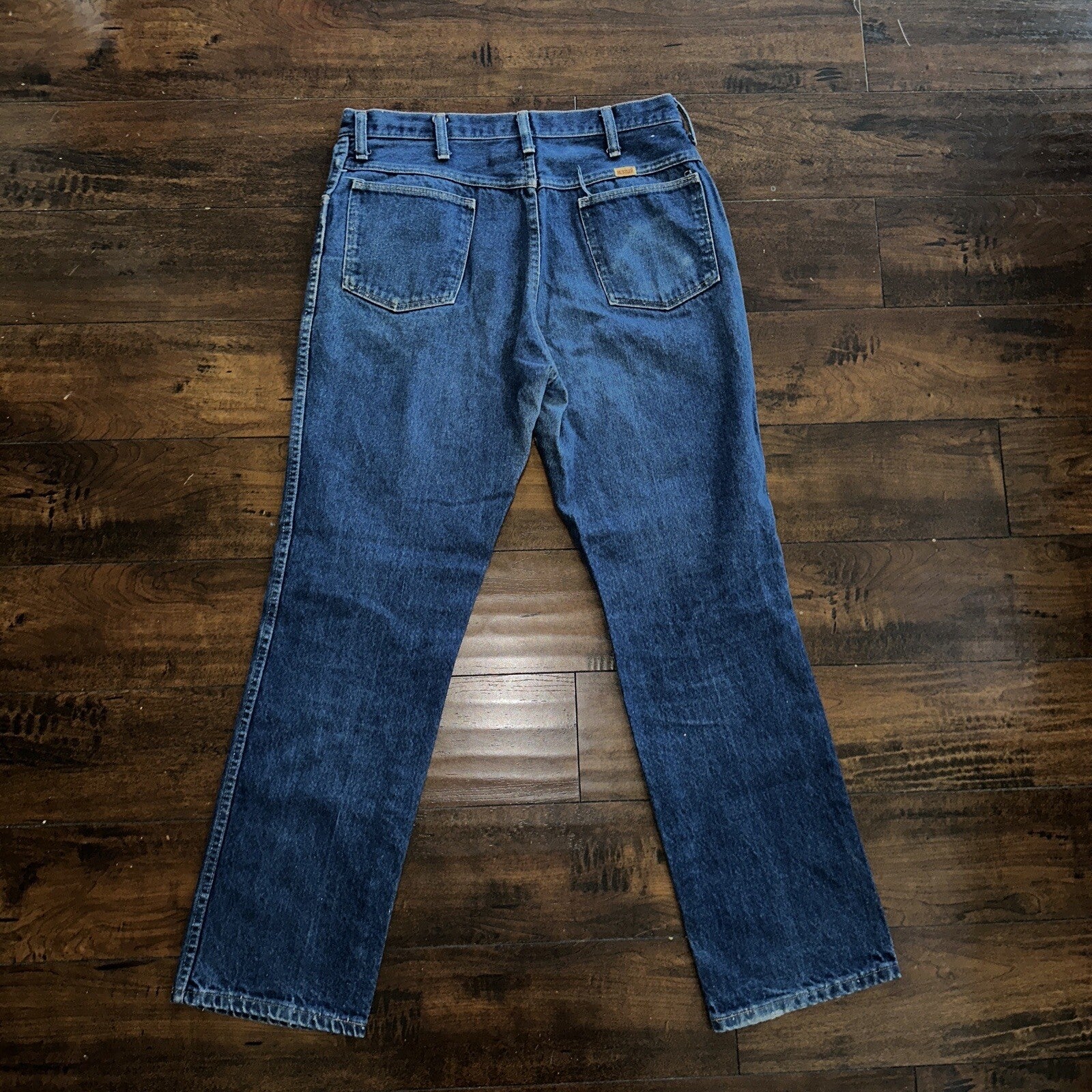 Vintage 1970s Rustler Blue Jeans Mens 36x32 (33x30) Made USA Talon Zipper 70s