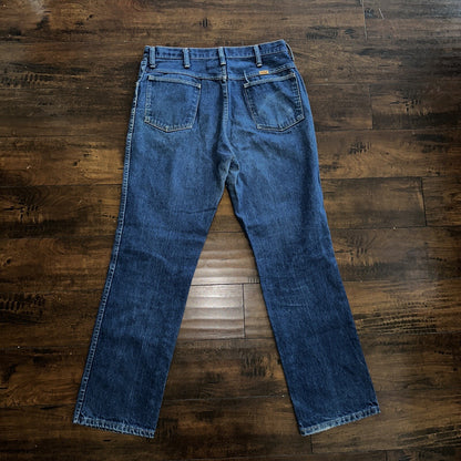 Vintage 1970s Rustler Blue Jeans Mens 36x32 (33x30) Made USA Talon Zipper 70s