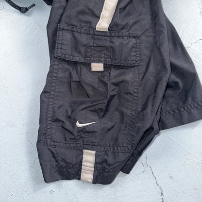 Nike Vintage Black Nylon Shorts Swoosh XL 90s Black Tag 9” Inseam Running Track