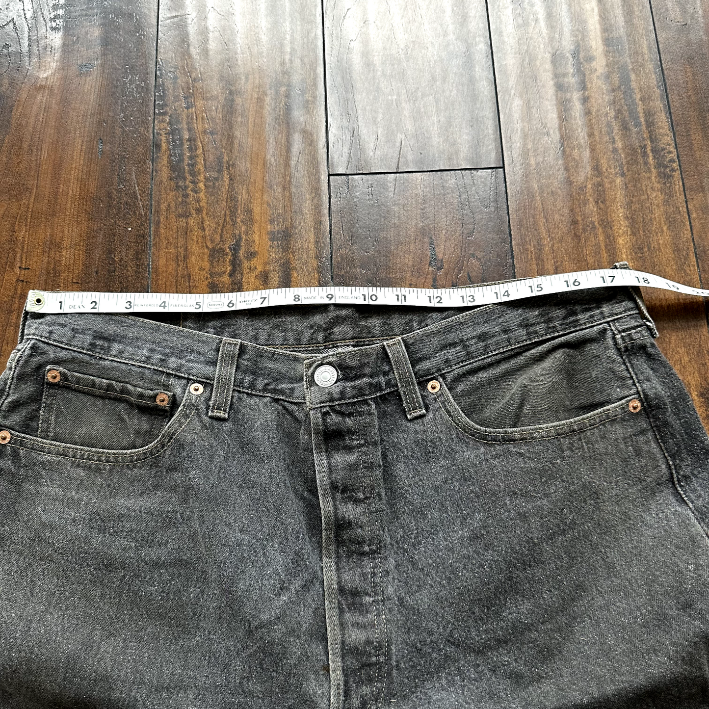 Vintage Levis 501 Button Fly 90s Tag Jeans Black Gray 80s 38x34 Act 35x32