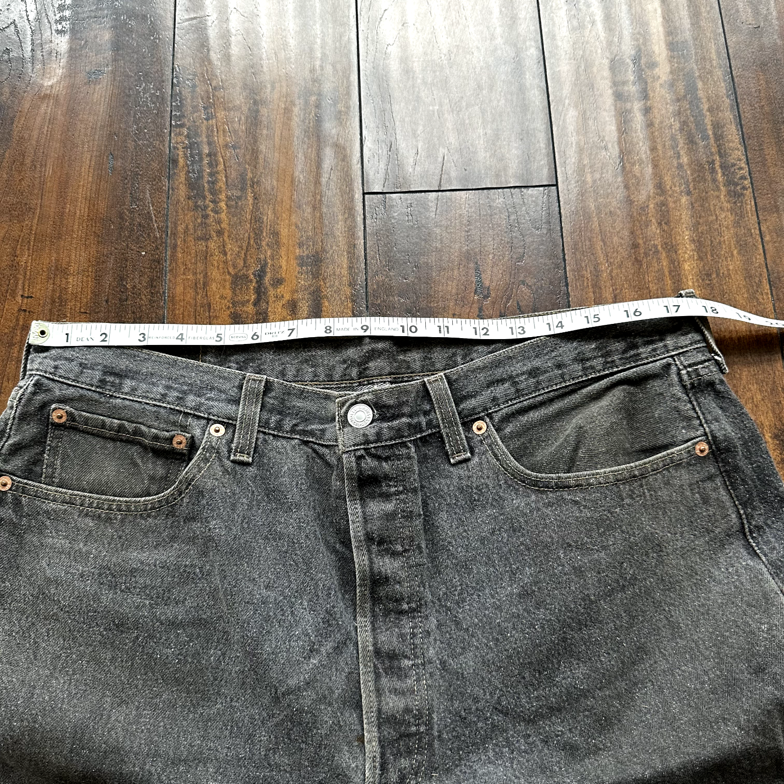 Vintage Levis 501 Button Fly 90s Tag Jeans Black Gray 80s 38x34 Act 35x32