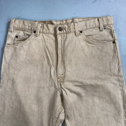 Levis 550 Vintage 90s USA Orange Tab Relaxed Tapered Leg Beige Tan Jeans 38x30