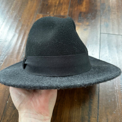 FOREVER 21 Fedora Hat Women's M/L 100% Wool Black Felt Wide Brim Cap