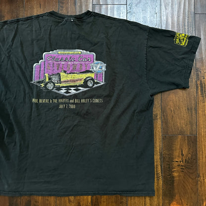 Y2K 2000 VTG T Shirt Classic Cars Driving Old Nascar Antique Black Faded 2XL