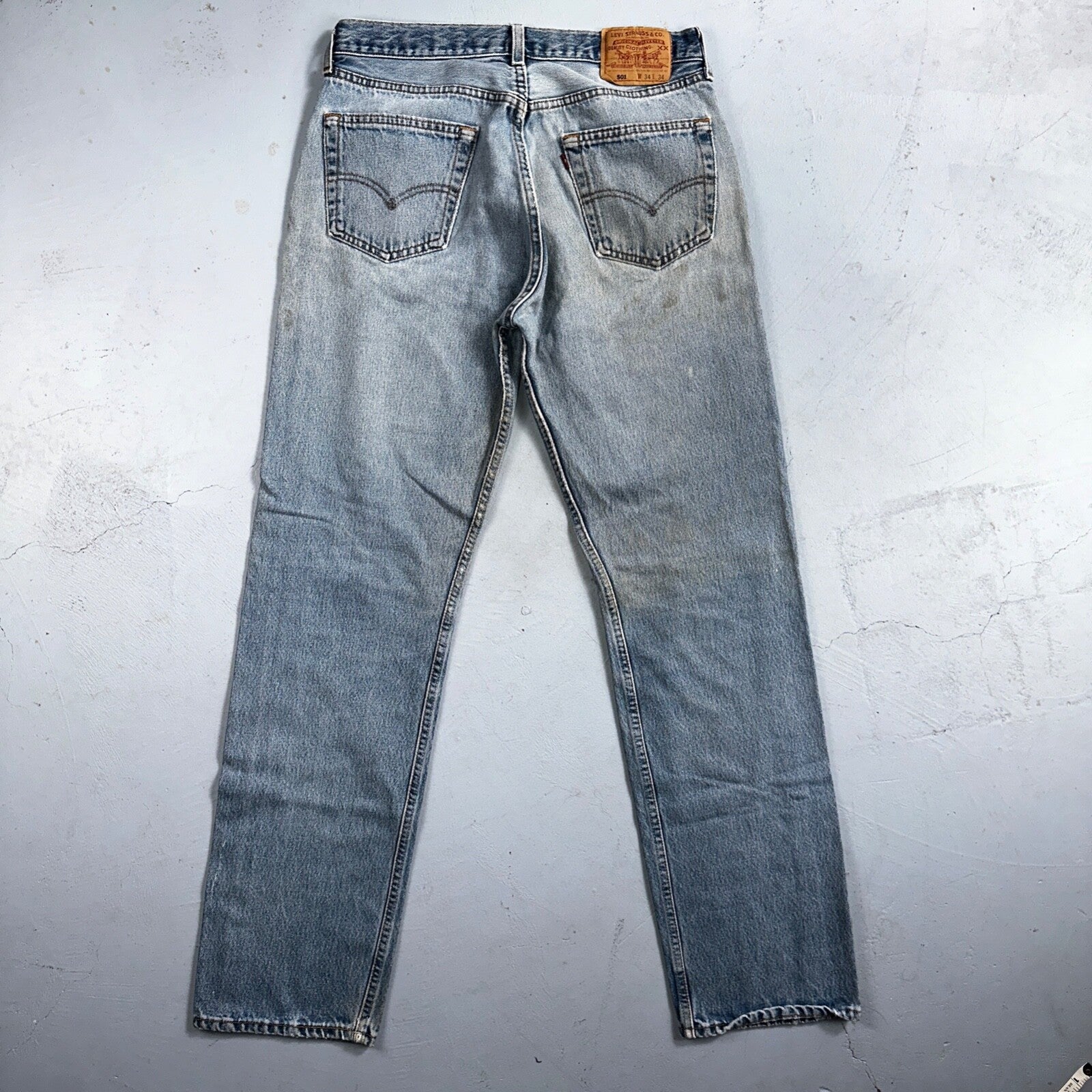 Levis 501 Vintage 90s USA XX Straight Leg Jeans 34x34 Blue Light Wash Act 31x32