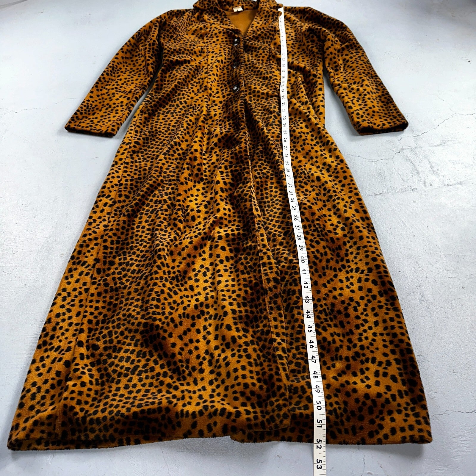 VTG ENT Jacket Womens Cheetah Outdoors Entrancy USA 70s Rockabilly Long Coat