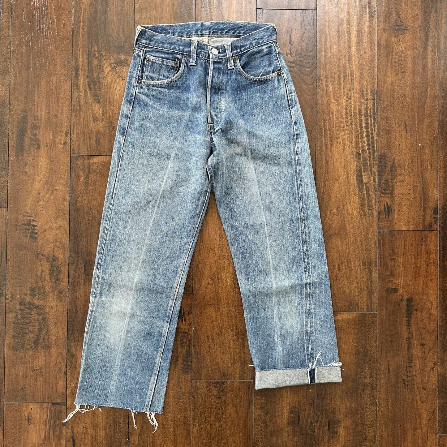 Levis 501 XX Big E True Vintage 60s Redline Denim Capri Jeans 1960s 25x24 Chop