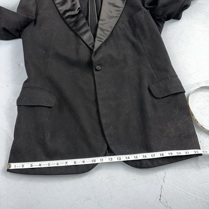 VTG 1930s Mens 1 PC Suit Tuxedo Coat Jacket Black 20s Antique Skinners Satin