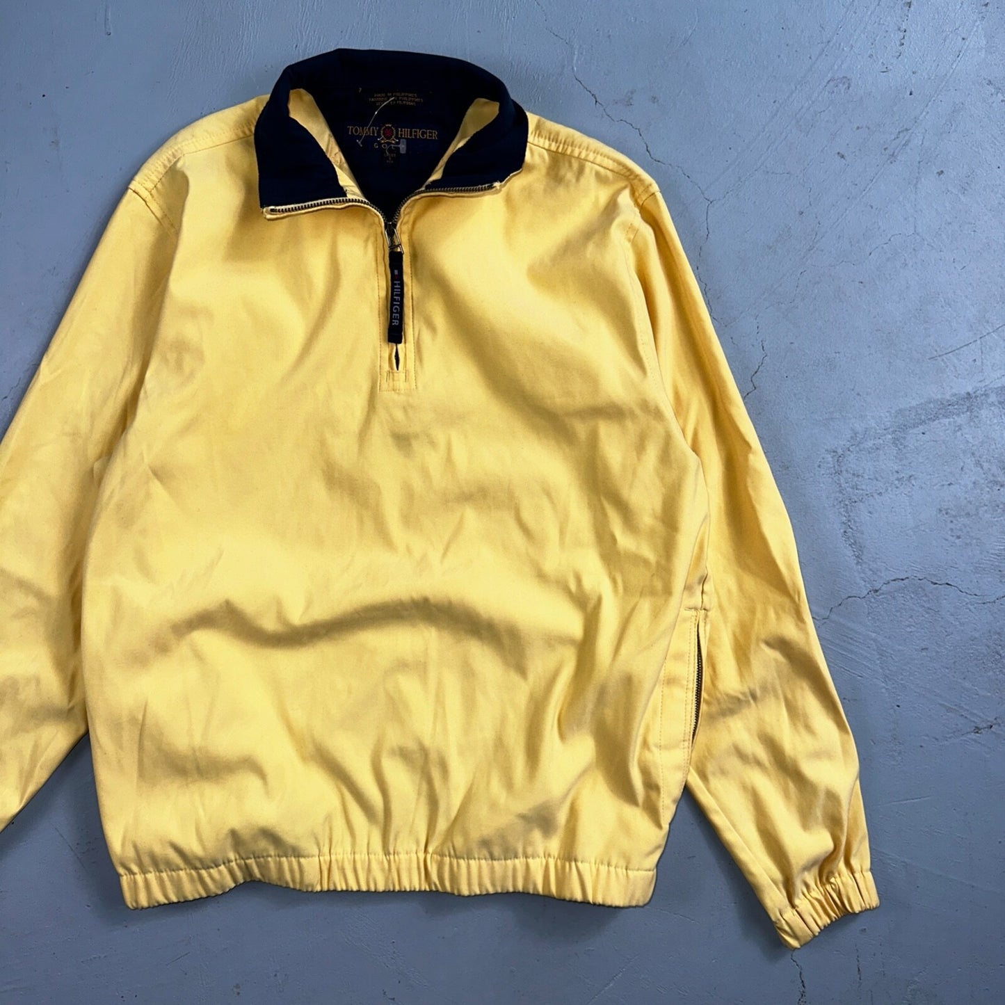 Tommy Hilfiger Golf Yellow Windbreaker Polyester Quarter Zip Pullover Small