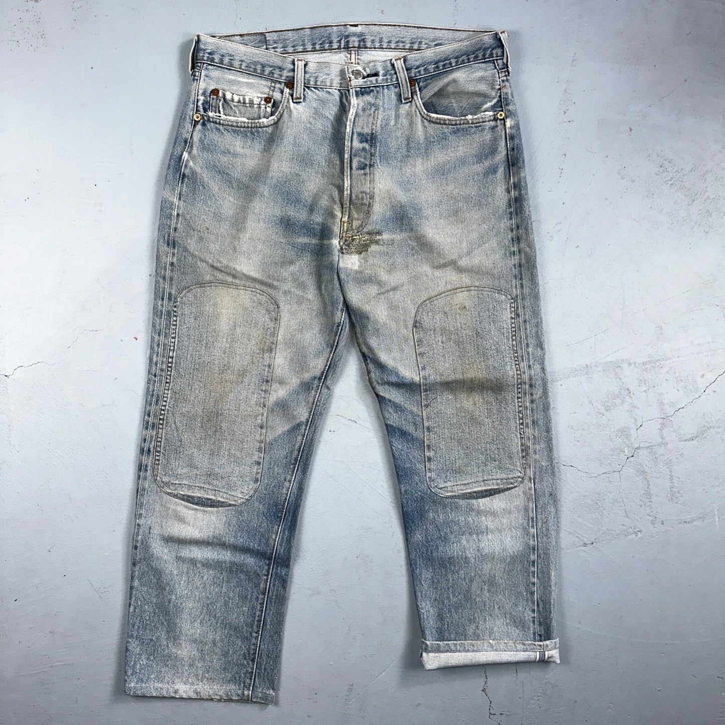 Levis 501 Vintage 80s Redline Selvedge USA XX Jeans Light Wash 36x31 Act 34x27