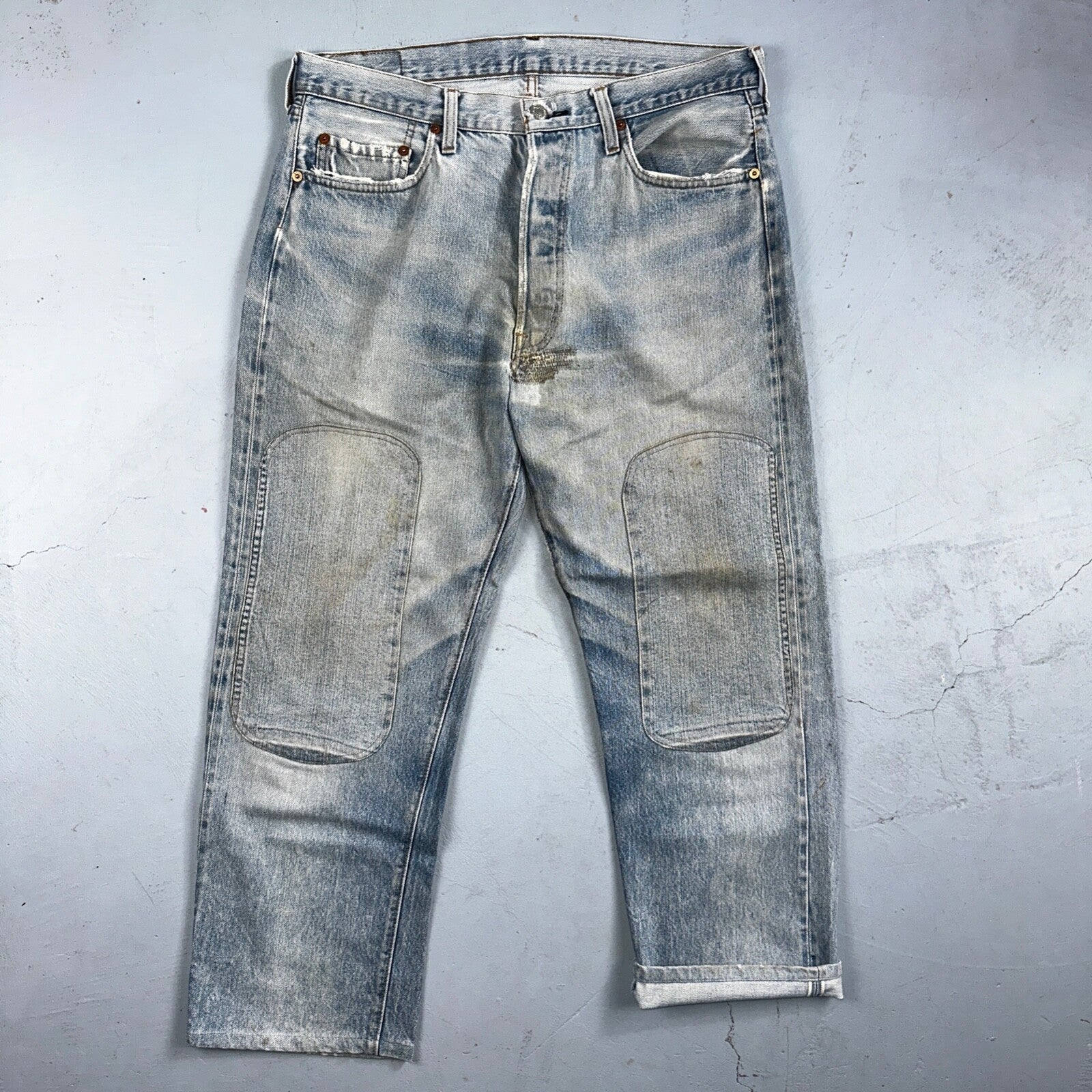 Levis 501 Vintage 80s Redline Selvedge USA XX Jeans Light Wash 36x31 Act 34x27