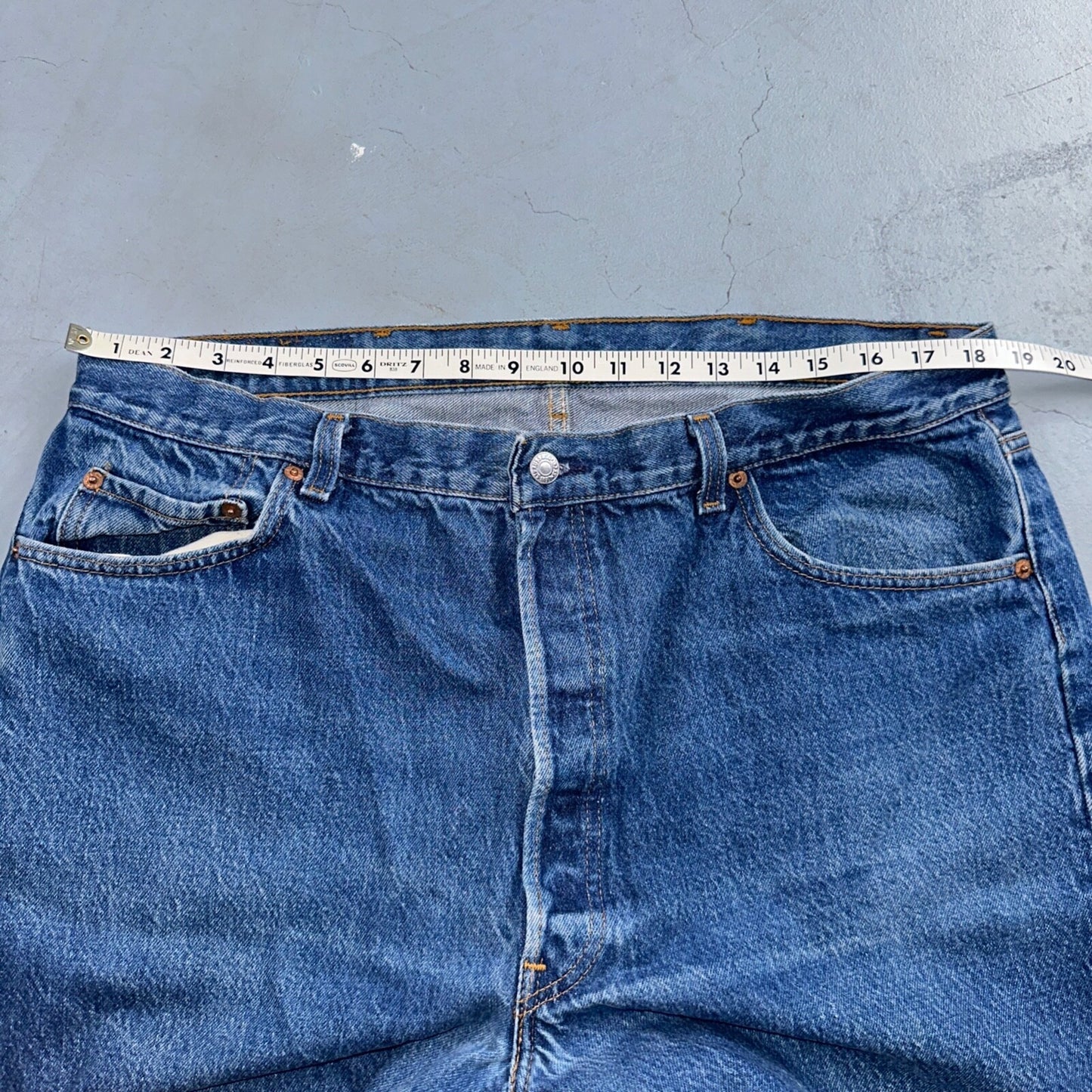 Levis 501 Vintage 90s USA XX Straight Leg Jeans Blue Med Wash 42x33 Act 37x29