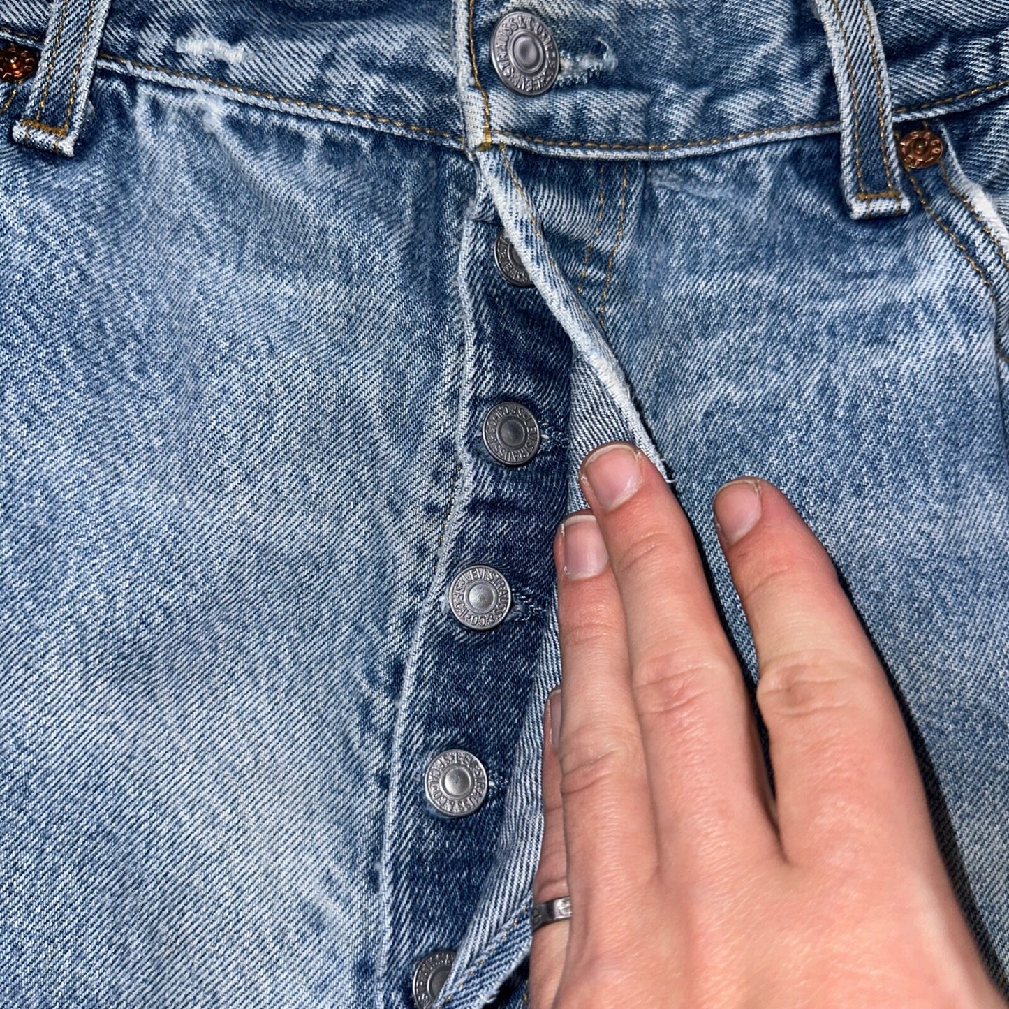 Levis 501 Vintage 90s USA XX Straight Leg Jeans Blue Light Wash 38x36 Act 34x31