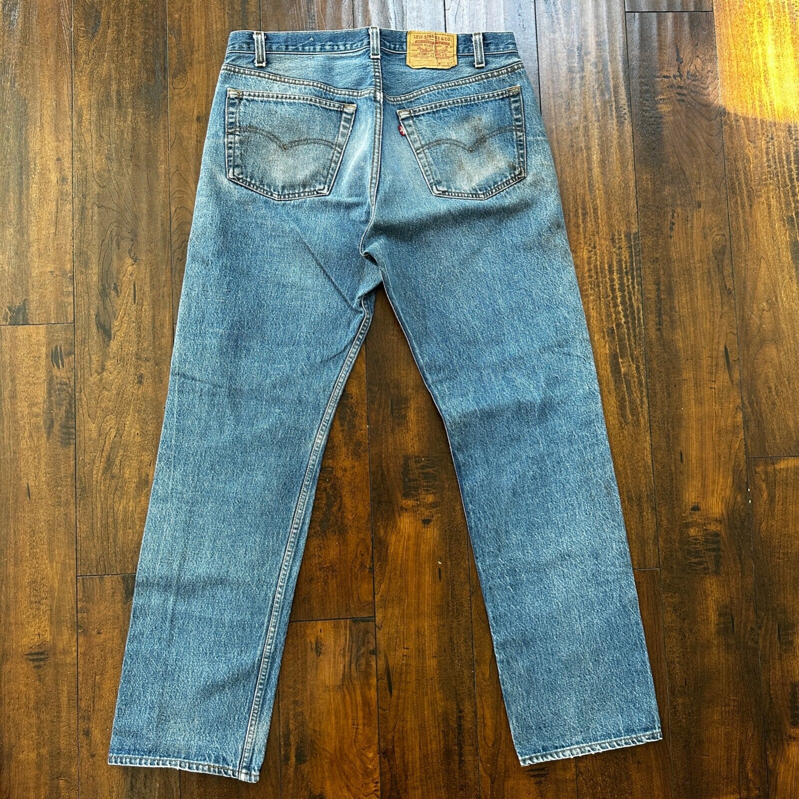 VTG 80s Levis 501 Button Fly 38x36 USA Tag Jeans Straight Wash Blue XX Act 34x32