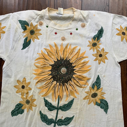 Sunflower Vintage T Shirt Custom Art Sun Summer Jewels Hipster Rap Custom 