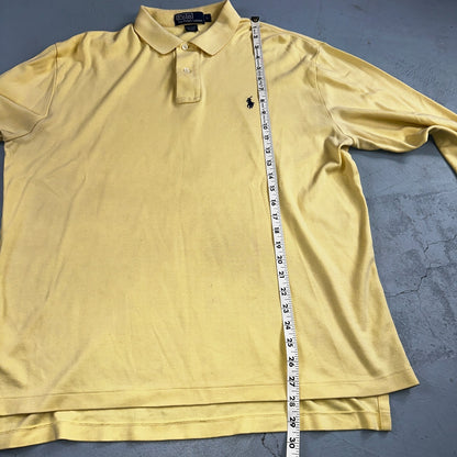 Polo Ralph Lauren Shirt Large Yellow Logo Blue Pony Long Sleeve Single Stitch