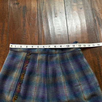 VTG USA Rockabilly Womens Dress Skirt 60s 70s Bottom Plaid Cute Wool