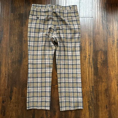 1960s 1970s Brown Sport Jacket VTG Mens Suit 44 36x28 Rockabilly Checkerboard