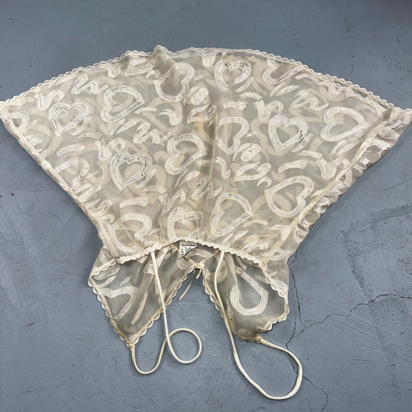 VTG 1970s Chico Lingerie Slip Dress Sleepwear Full Sweep Nightgown Lace Hearts