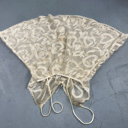 VTG 1970s Chico Lingerie Slip Dress Sleepwear Full Sweep Nightgown Lace Hearts