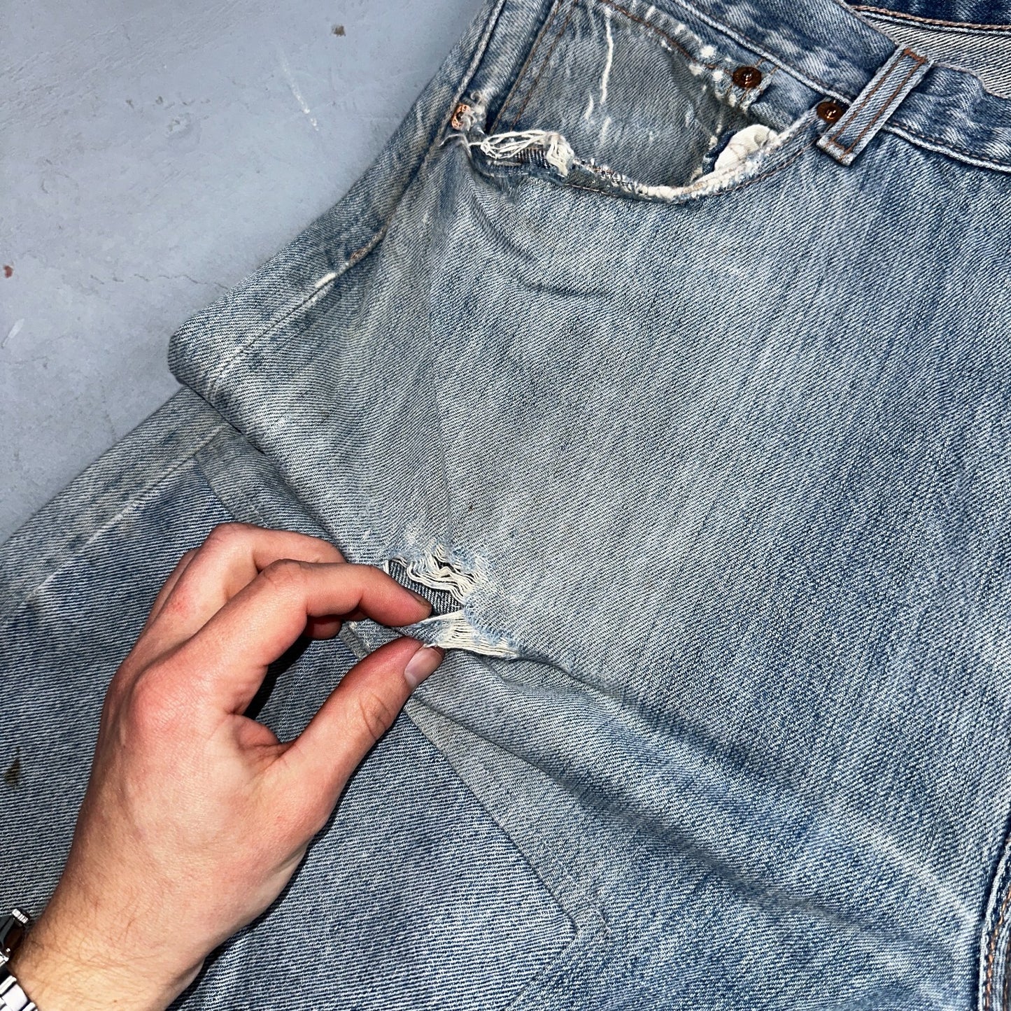 Levis 501 Vintage Y2K XX Straight Leg Jeans Blue Light Wash 38x34 Act 38x32