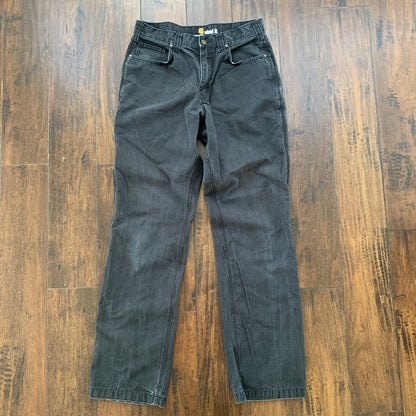 Carhartt Rugged Relaxed Fit No Double Knee Carpenter Work Jeans Black 30x34 VTG
