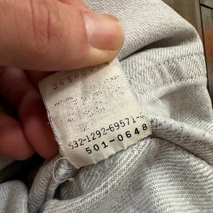 VTG USA Levis 501 Button Fly 90s Tag Jeans 80s 34x30 Act 31x28 Grey Faded White