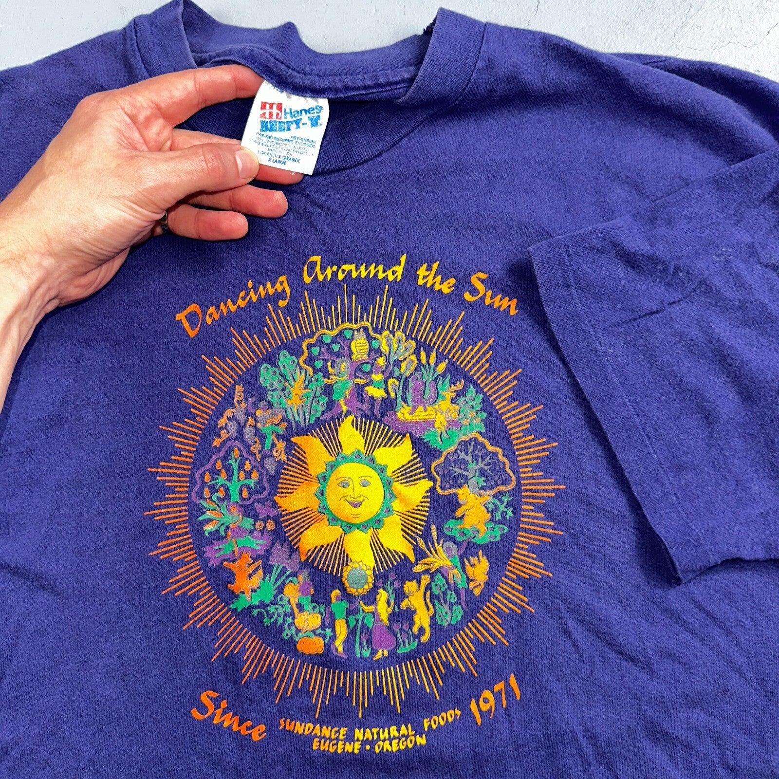 Grateful Dead Oregon Hanes VTG T Shirt Sun Trippy Dancing Around Sun Eugene USA