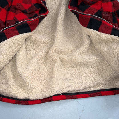 Vtg 80s CAL CRAFT USA Men’s L Red Black Buffalo Plaid Wool Sherpa Hunting Jacket