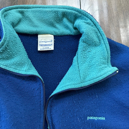 Vintage Patagonia Capilene Shirt Top 1/4 Zip w/ Collar Blue USA Made XL