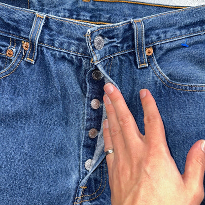 Levis 501 Vintage 90s XX Straight Leg Mexico Jeans 31x36 Dark Wash Act 29x32