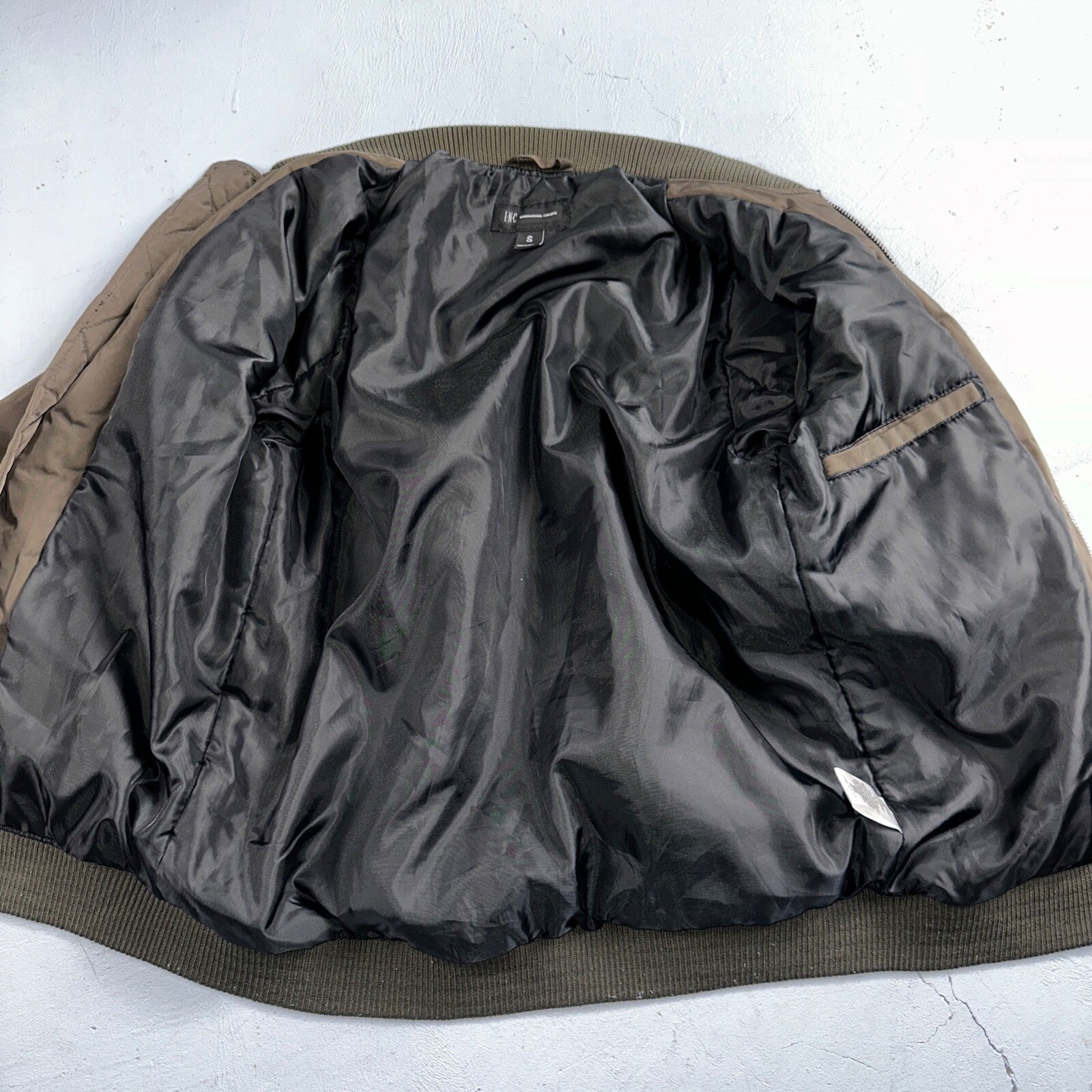 INC International Concepts Brown Bomber Jacket Mens S Full Zip Metallic