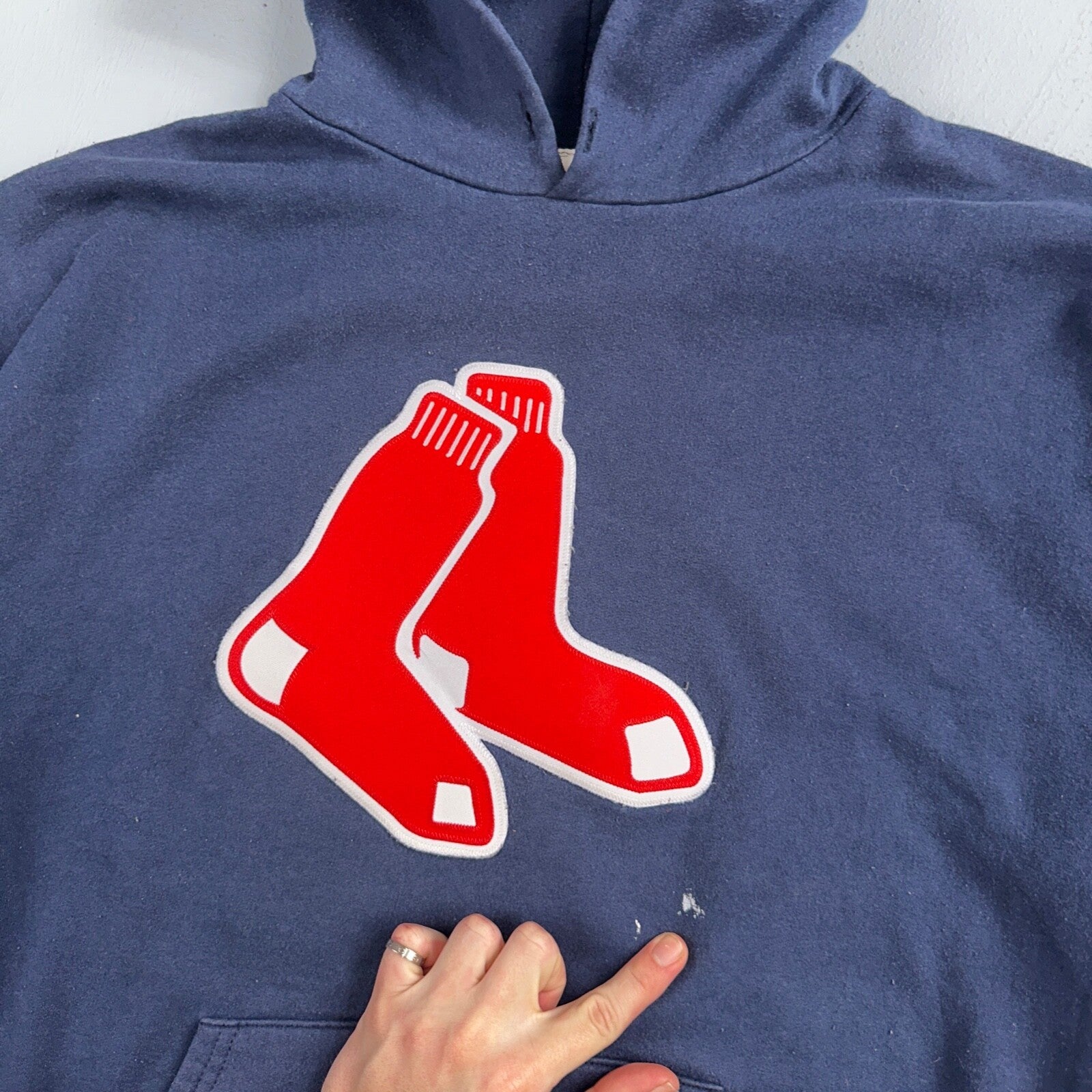 VTG Boston Red Sox Mens Hoodie Adult 2XL Socks Logo Embroidered Pullover 90s